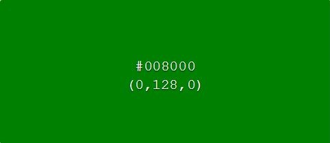 An image of the color green with its hex code